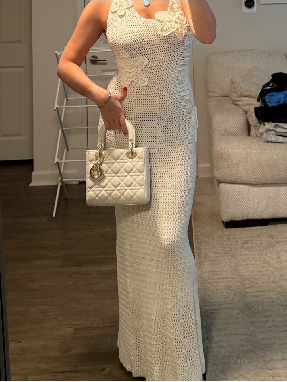 Peppermayo Crochet Halter Novalee Maxi Dress in Ivory - Picture 2 of 2